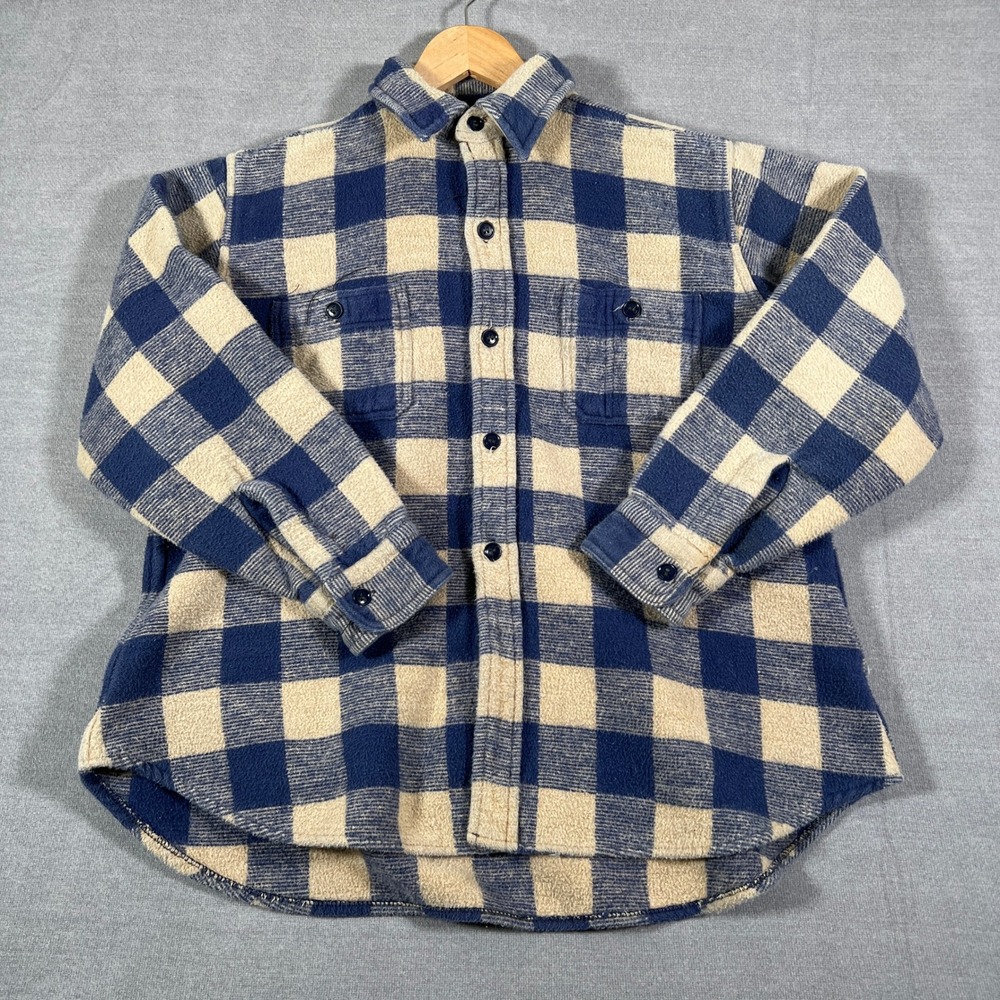 Gateway Buffalo Plaid Fleece Button Front Flannel Shirt Mens Medium Blue Cotton